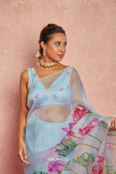 Kumud Blue Organza Silk Saree